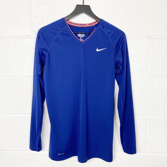 Nike Pro Softball Long Sleeve‎ Shirt Blue Womens Size Large - Picture 1 of 7